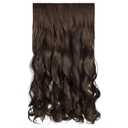 REECHO 20" 1-Pack 3/4 Full Head Curly Wave Clips in on Synthetic Hair Extensions HE008 Hairpieces for Women 5 Clips per Piece-Dark Brown with Copper Highlights
