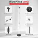 Pyle Universal Microphone Stand - M-6 Mic Holder USA Standard Adapter and Height Adjustable from 31.5 to 60 Inch High w/ Pivotable Gooseneck Mount - Heavy Duty Clutch Tension Knob PMKS32