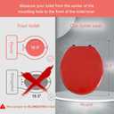 Red Round Toilet Seat Natural Wood Toilet Seat with Zinc Alloy Hinges, Easy to Install also Easy to Clean, Scratch Resistant Toilet Seat by Angol Shiold (Round, Red)
