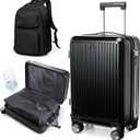 20 Inch Travel Vacuum Seal Suitcase & Backpack with Electric Pump, Waterproof underseat carry on luggage with 360° Silent Spinner Wheels & TSA Locks, Black