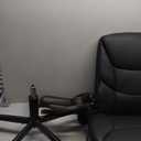 Elama Faux Leather High-Back Adjustable Office Chair, Plush Tuft, Black (Black With Black Base)