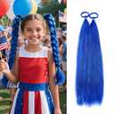 Blue Hair Tinsel for Women, Ponytail Extensions With Rubber Band Girls Accessories Daily Party Festival Halloween Hair Pieces Ponytail Extension Braiding Rave Wacky Crazy Day Hair 2pcs/lot