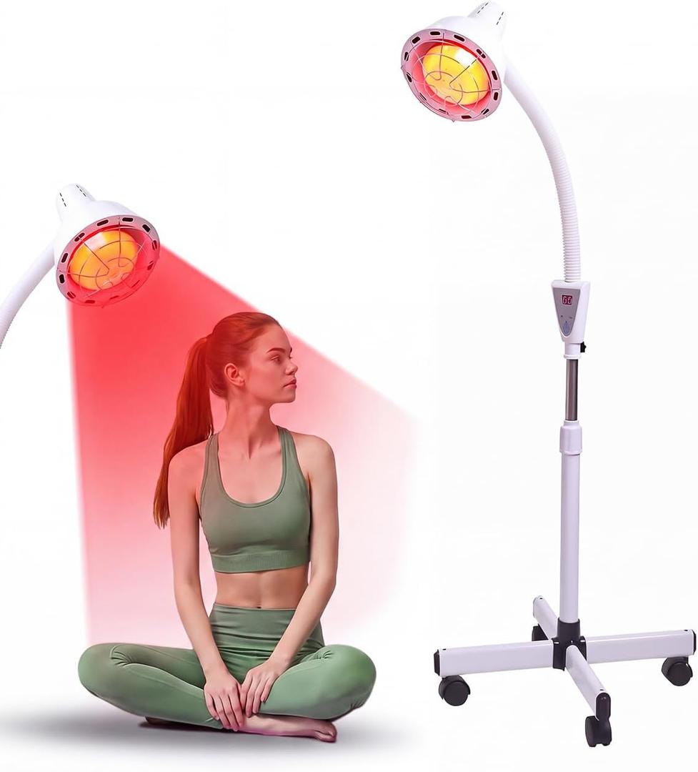 Rhimp Infrared-Light-Red-Heat-lamp - 275W Near Red Infrared Heat Lamp for Relieve Joint Pain and Muscle Aches for Body Standing Heat Lamp