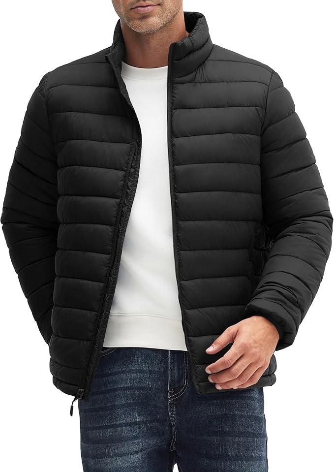 Men's Puffer Jacket Lightweight Warm Winter Jackets for Men Windproof Insulated Puffy Coat with 3 Pockets XXL