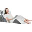 4PCS Orthopedic Bed Wedge Pillow Set, Post Surgery 45D Memory Foam for Back, Neck, and Leg Pain Relief Pleasing & Adjustable Support Pillows-Ease Acid Reflux & GRED with Better Sleep, White Dark Grey