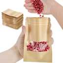 100 Pcs Small Resealable Seed Envelopes, Mini Zip Lock Kraft Bags with Window, 3.5"x5.5" Coffee Sample Bag Resealable Ziplock Bags, Small Business for Samples Food Storage Bag