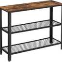 VASAGLE 40" Industrial Console Table, 3 Tier Entryway Table with Storage Shelf, Narrow Sofa Tables for Living Room, Hallway, Entrance Hall, Corridor, Bedroom, Rustic Brown and Black ULNT81BX