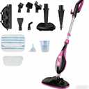 OLIXIS 10-in-1 Steam Mop, 1550W Detachable Handheld Steam Cleaner for Floor Cleaning, 16.4FT Cord, 2 Washable Pads, Multi-Purpose Floor Steamer for Hardwood, Carpet, Tile, Grout, Windows, Black Pink
