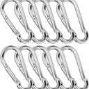 10 PCS Heavy Duty Carabiner Clips, 1360lbs 304 Stainless Steel Carabiners,3.16 inch D-Ring Snap Hook Keychain Spring Clips for Gym,Plant Hanging, Outdoor Camping, Hiking.