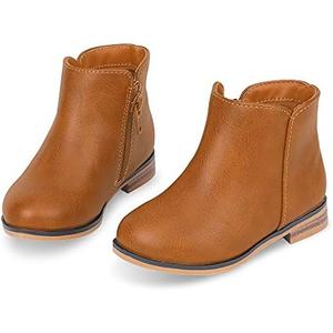 Fupoia Girls Boots Kids Ankle Boots Side Zipper Booties Fashion Short Suede Low Heels 10