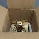 TRIROCKS Stainless Steel Decorative Lantern 12''H Metal Outdoor Candle Holder Hanging Candle Lantern with Tempered Glass for Christmas Home Wedding Living Room Parties Indoor Outdoor(Gold Trapezoid) (normal)