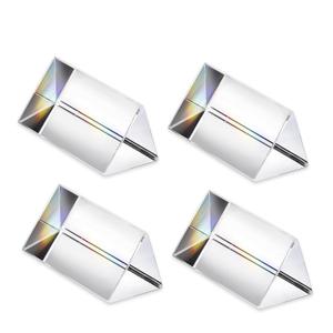 4pcs Clear K9 Crystal Triangular Prism for Photo Rainbow Lights Crystal Optical Prisms Glass Physics Teaching Refracted Light Spectrum Students Presents Gift,50mm/2inch