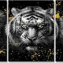 Derkymo Leopard Pictures Black and White Animal Canvas Wall Art for Bedroom Bathroom Morden Home Decoration Stretched and Framed Ready to Hang