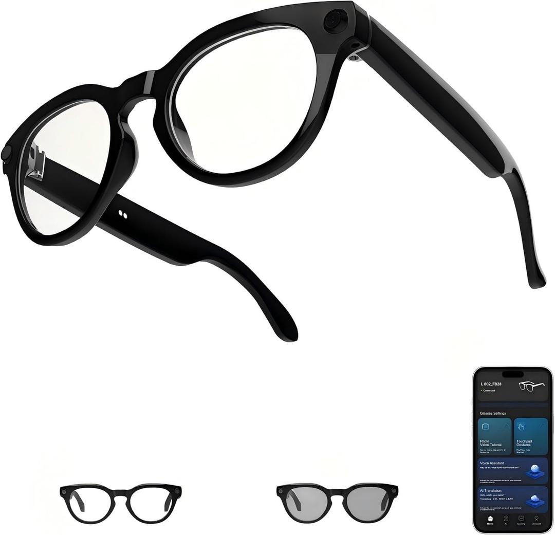 Ai Smart Glasses with Camera and Bluetooth - 4K HD Video Recording, Real-Time Translation, with Color-Changing Lenses for Travel, Sports, Outdoor Use