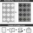Waterproof Outdoor Rug 9x12ft, Foldable Reversible Plastic Straw Mat for Patio RV Deck Porch Backyard Balcony Camping Picnic Beach Indoor Outdoor Carpet, Black&White