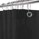 The Basic Living Waffle Shower Curtain, Fabric Shower Curtains with Waffle Weave Hotel Quality Bathroom Shower Curtains, Black, 72 x 84 Inches
