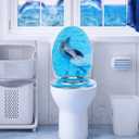 Angol Shiold ELONGATED Soft Close Toilet Seat Resin, Quiet and Slow Close Lid and Seat with Quick Release Adjustable Hingesfor Standard Toilets, Easy Installation & Clean(19 Inch, Backstroke Dolphin)