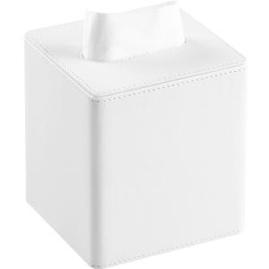 PU Leather Tissue Box Cover Square Tissue Box Holder with Magnetic Closure (White)