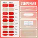 10 x Semi Cured Gel Nail Strips|Works with Any UV/LED Lamps|20 Pcs Gel Nail Stickers|Long-Lasting Two Weeks and Easy to Apply & Remove|Red&Gold Dots