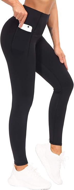 THE GYM PEOPLE Tummy Control Workout Leggings with Pockets High Waist Athletic Yoga Pants for Women Running, Fitness  M 