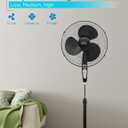 BLACK+DECKER 18-Inch Stand Fan with Pedestal Base, Height Adjustable Pedestal Fan with Remote and Touch Control Panel, Free Standing Fan with 90-Degree Oscillating and 3-Speed Settings, Black