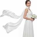 Satin Bridal Neck Scarf for Wedding Detachable Neckerchief Flowing Shawl for Marriage Accessory
