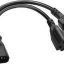 JSADZKJY IEC 320 Y Distributor Power Cable C14 Male to C5 Female+ NEMA 5-15R Female Extension Power Cable 10A 250V C14 to C5+NEMA 5-15R AC Adapter Cablefor Laptop Receptacle Converter (33cm/1ft)
