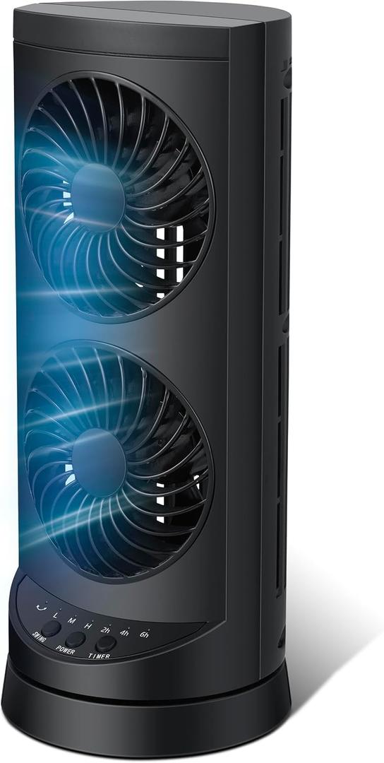 Personal Tower Cooling Fans that Blow Cold Air, Standing Small Desk Fan with 3 Speeds & Timer, 60 & 110 Oscillating Table Fan, Quiet and Safe Electric Floor Fan for Bedroom, Bedside, Home, Office