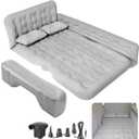 SUV Air Mattress - Thickened and Double Car Air Mattress Sided Flocking Travel Inflatable Car Mattress Bed with Electric Air Pump and 2 Pillows, Car Sleeping Bed for Home Outdoor and Travel-Grey