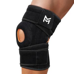 Knee Braces for Knee Pain Relief, Adjustable Knee Brace for Women & Men, Meniscus Tear Support with Dual Side Stabilizers, Knee Compression Sleeve, Wraparound Anti-Pilling Design (Fits 16-20") (Black, M)