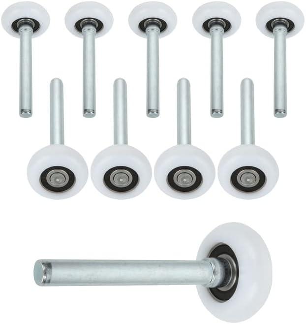 SHUESS 10 Pack Garage Door Roller 1.8" Quiet Garage Door Wheels Replacement 3.8 Inch Stem Nylon Rollers for Garage Door, High Load 11 Ball BearingWhite