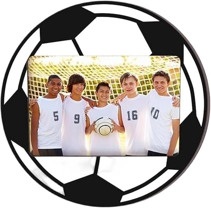 Soccer Picture Frame Wooden Photo Soccer Frame Sport Picture Tabletop Gifts for Athlete Coach Team Sports Party, Display 4'' x 6'' Photos