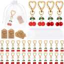 Yuntau 24 Set Cherry Keychains Bulk Xmas Party Gifts Cherry Keychains for Women Purse Charm Keyrings Accessories for Guests (Mixed Red)
