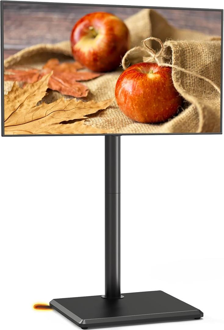 TVON Universal Floor TV Stand with Mount for Most 32-60 Inch TVs up to 88lbs, Height Adjustable TV Floor Stand with Wood Base for Space Saving, Tall Floor TV Stand for Bedroom, Corner & Living Room (BLACK)