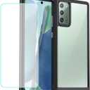 Case for Galaxy Note 20 5G/Samsung Note 20 SM-N981U Case with Tempered Glass Screen Protector, Clear Hard PC Back & Soft Bumper Protective Phone Cover for Samsung Galaxy Note20 Crystal Black