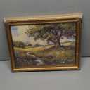 YD&YZY Gold Framed Vintage Wall Art Canvas Spring Country Landscape Wall Decor Wildflower Farmhouse Painting Rustic Nature Picture Cottagecore Print for Living Room Bedroom 12x16 inch Framed