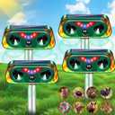 2025 Upgraded Solar Animal Repeller,Deer Repellent Outdoor Ultrasonic Control Waterproof with Motion Detection & Flashing Lights,Cat,Squirrel,Raccoon,Rabbit,Skunk Deterrent for Yard Garden, 2 Pack