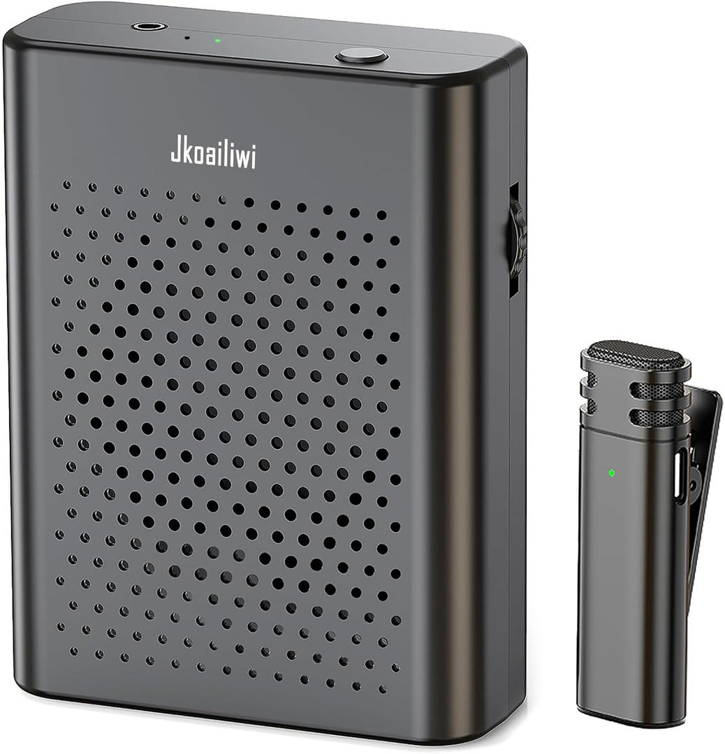 Portable Voice Amplifier with Wireless Lapel Microphone for Teachers, Tour Guide, Elderly, Wireless Voice Amplifier for Classroom, Clip On Microphone System Speaker, Teacher Must Haves (Black)