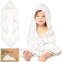 KeaBabies Muslin Baby Bath Towels with Hood for Girls, Boys, Large Organic Cotton Hooded Baby Towels for Newborns, Toddlers, Infant, Kids, Soft Absorbent Newborn Bath Essentials Gift Set (Meadow) (Regular 35x35)