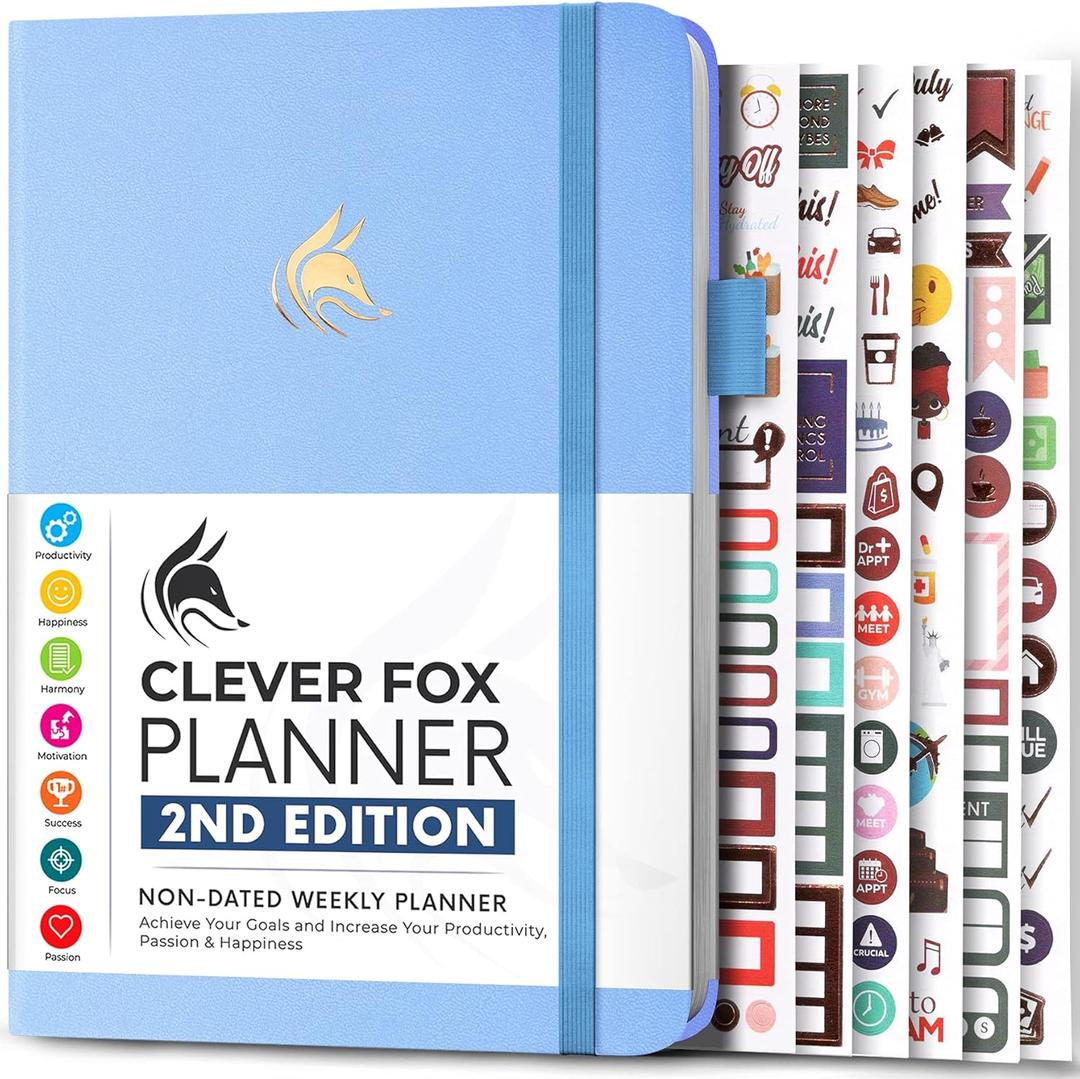 Clever Fox Planner 2nd Edition  Colorful Weekly & Monthly Goal Planner, Time Management & Productivity Organizer, Undated, A5 (Periwinkle) (A5 (5.8'' x 8.3'') Lay-Flat)