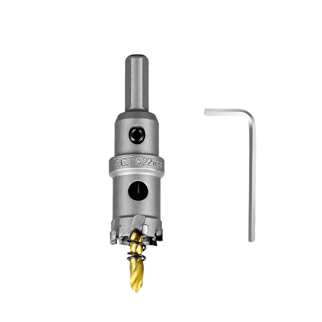 SALI 7/8" (22mm) TCT Hole Saw Kit Tungsten Carbide Tipped Hole Saw Drill Bit with Titanium-Plated Pilot Drill bit for Metal, Stainless Steel, Iron, Wood, Plastic