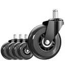 3 Inch Office Chair Wheels Set of 5, Heavy Duty Replacement Casters, Smooth Quiet Roll for Hardwood Floor Carpet, Universal 11mm Stem, Non-Marking PU WheelsBlack 5 Pack