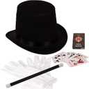 Magician Set - Hat, Wand , Gloves & Bonus Cards for Children Funny Party Hats