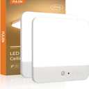 FULEN Motion Sensor Ceiling Light Fixture, Cordless Closet Light Battery Operated, Rechargeable Magnetic Mount LED Shower Light for Bathroom,Stairs,Garage,Hallway, Color Change, 2 Pack (White)