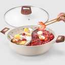 7-QT Shabu Shabu Hot Pot with Divider Double Flavor Divided Stockpot with Glass Lid Dual Sided Soup Cookware for Induction Cooktop Gas Stove Hot Burner