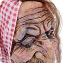 STYLER Latex Old Witch Mask with Scarf and Hair Halloween Scary Women's Face Mask
