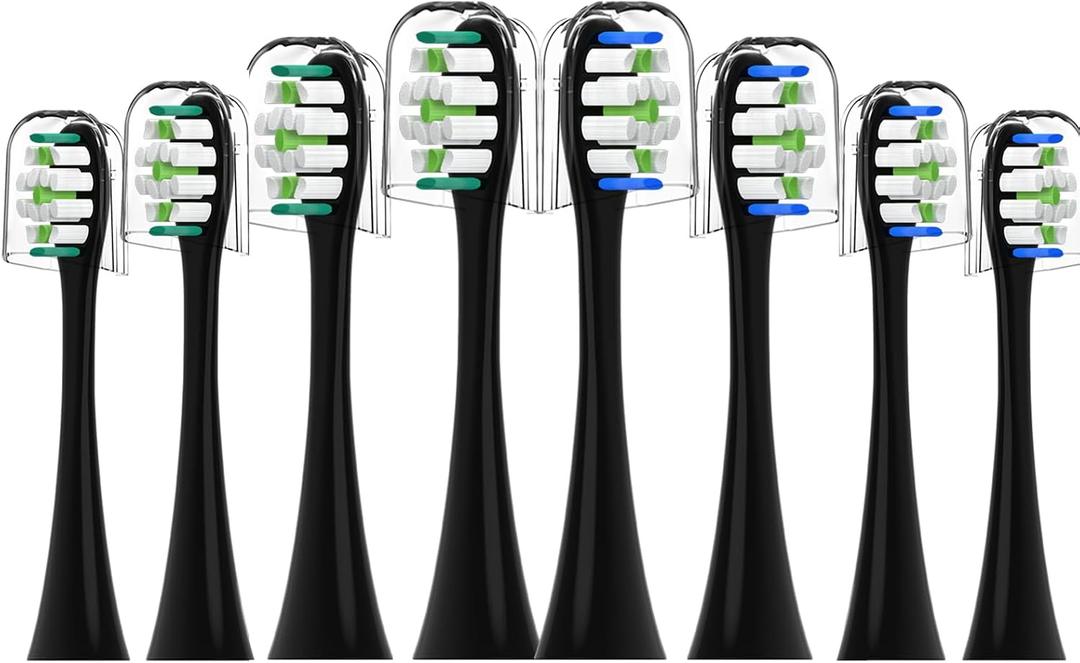 Replacement Toothbrush Heads for Philips Sonicare - 8 Pack Soft Gentle Bristles Compatible with Most Sonicare Click-On Electric Toothbrushes (Black)