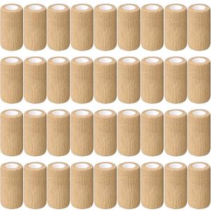 36 Pcs Self Adherent Bandage Wrap Breathable Cohesive Bandage Elastic Adhesive Tape for Stretch Athletic Sports Wrist Ankle, 4 Inch x 5 Yard (Nude)