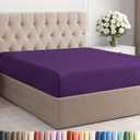 Full Fitted Bed Sheet - Bottom Single Fitted Sheet Only - Ultra-Soft Hotel Luxury Bedding w/ 8-16 Inch Deep Pockets - Breathable, Cooling & Wrinkle Free - Easy-Care, Fade & Shrink Resistant - Purple