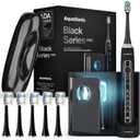 Aquasonic Black Series PRO UV  Ultra-Whitening Electric Toothbrush  5 Modes & Smart Timers  UV Sanitizing Base, Premium Travel Case & 6 Proflex Brush Heads  ADA Accepted (9 Piece Set)